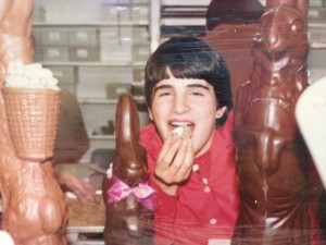 Cutting my teeth in the chocolate business; cutting into chocolate bunnies with my teeth.