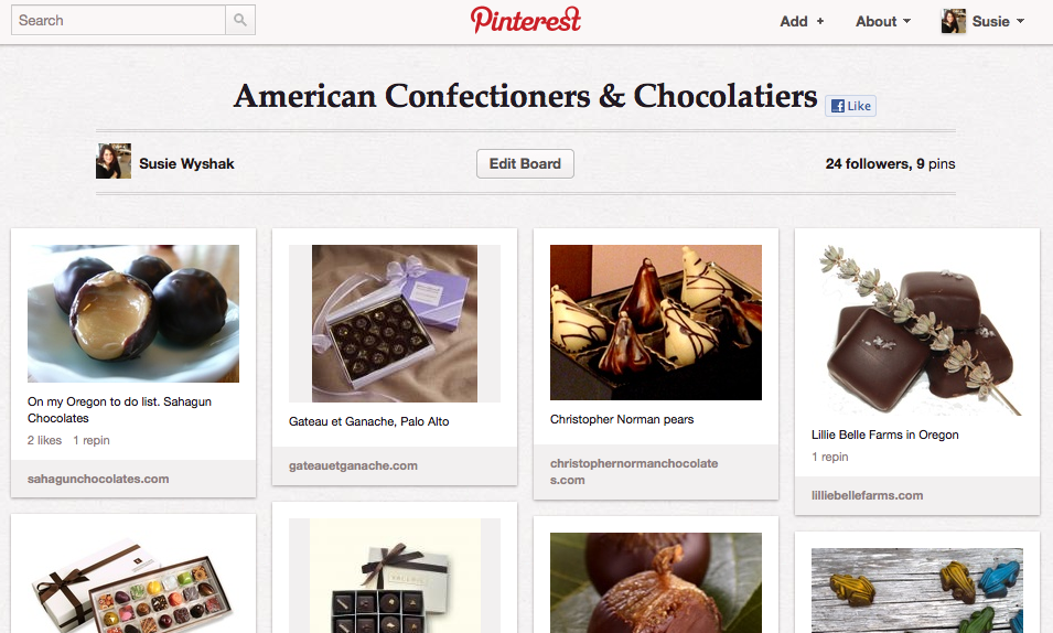 American chocolatiers and confectioners pin board on Pinterest