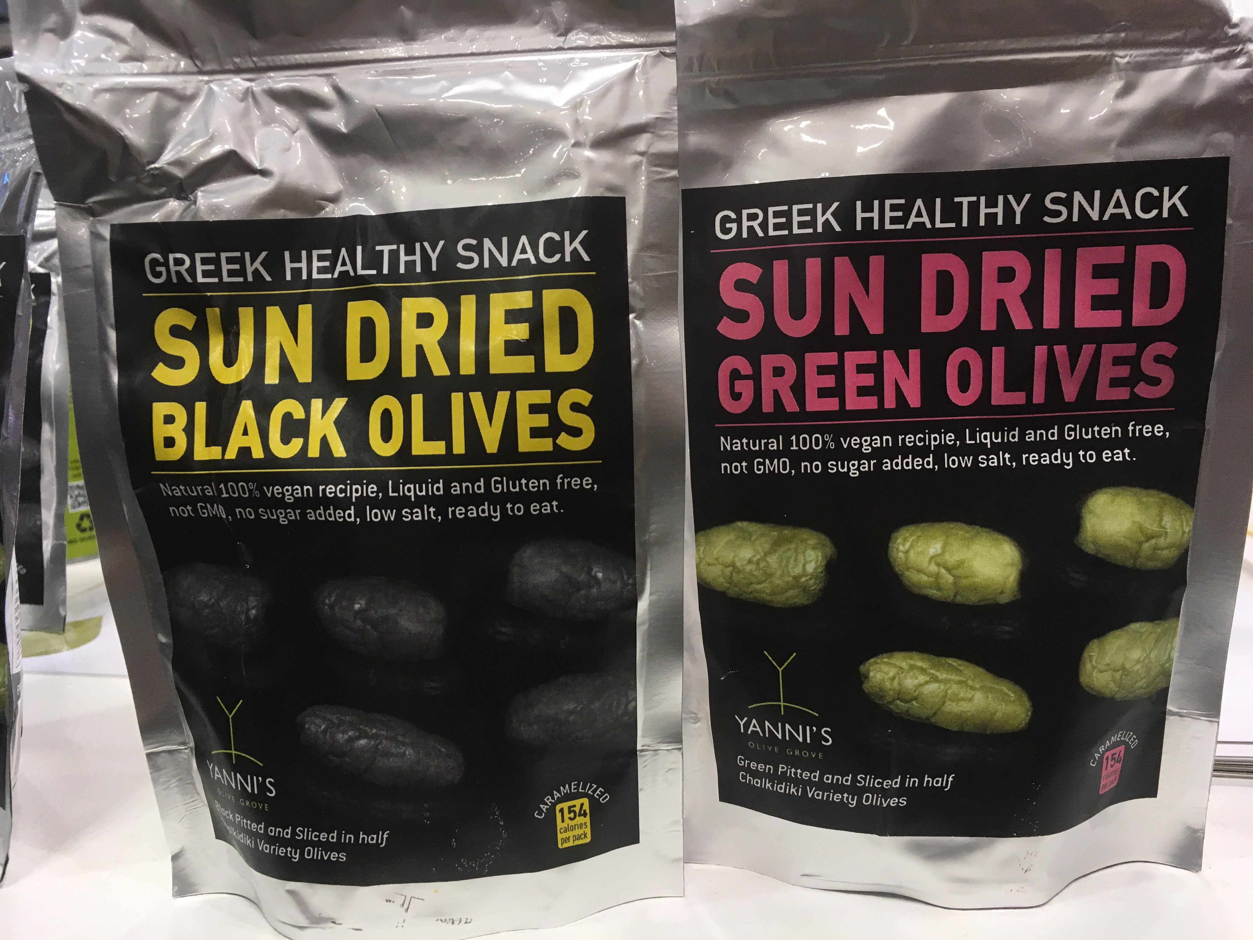 Sun dried olives in snack pouches 