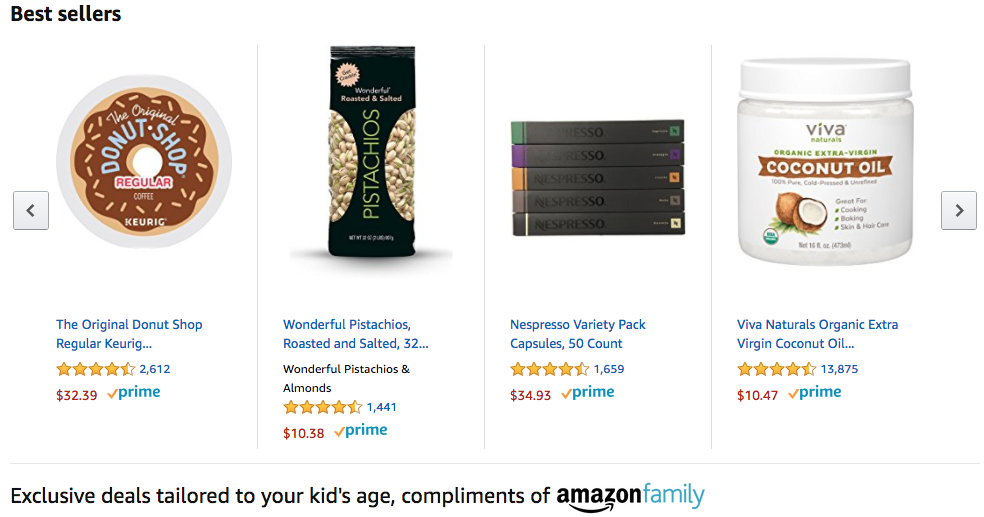 featured food products on Amazon are personalized
