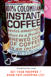 Trader Joe's instant cold brew coffee for a roadtrip and camping