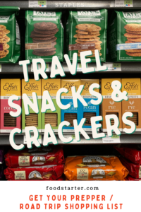 travel snacks and crackers for a roadtrip
